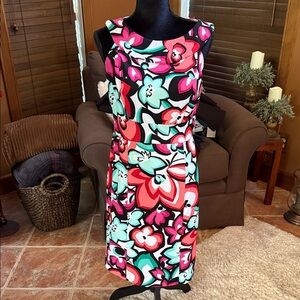 Signature by Sangria Vibrant Floral Sleeveless Dress